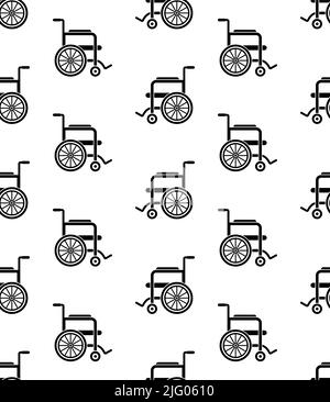 Icona sedia a rotelle modello senza giunture, disabilitare il movimento persona sedia Helper con Wheels Vector Art Illustration Illustrazione Vettoriale