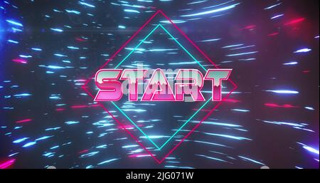 Immagine del testo iniziale sulle tracce di luce in movimento Foto Stock