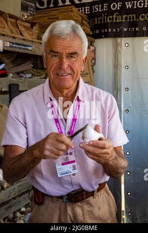 Aglio dalla fattoria aglio sull'isola di bianco all'Hampton Court Palace Flower Festival Foto Stock