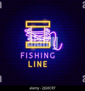 Etichetta Neon della linea di pesca Illustrazione Vettoriale