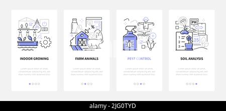 Piante agricole e bestiame - linea design stile banner set Illustrazione Vettoriale