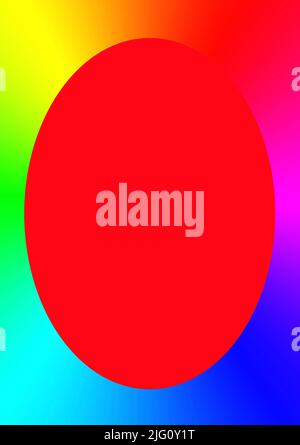 Illustrazione di Abstract Gradient Rainbow Color Frame con spazio di copia rosso ovale Foto Stock