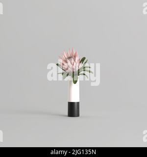 3d illustrazione della decorazione del fiore in vaso isolato su sfondo bianco Foto Stock