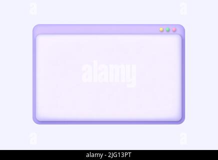 finestra del browser 3d, pagina del sito web vuota e isolata. Illustrazione Vettoriale