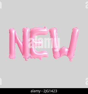3d illustrazione di nuovi palloncini rosa lettera isolato sullo sfondo Foto Stock
