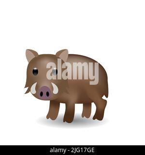 Illustrazione del vettore emoji del cinghiale. Emoji cinghiale isolato sullo sfondo. Illustrazione Vettoriale