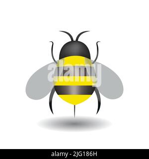 Icona piatto vettore ape miele. Isolato miele ape emoji illustrazione. Bee emoji su sfondo bianco. Illustrazione Vettoriale