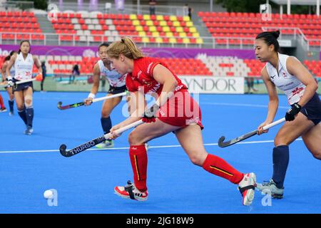 Louise Versavel in Belgio ha ritratto in azione durante una partita di hockey tra le Pantere rosse belghe e il Giappone, mercoledì 06 luglio 2022 a Terrassa, Spagna, partita 3/3 in pool D della fase di gruppo della Coppa del mondo FIH femminile 2022. BELGA FOTO JOMA GARCIA Foto Stock