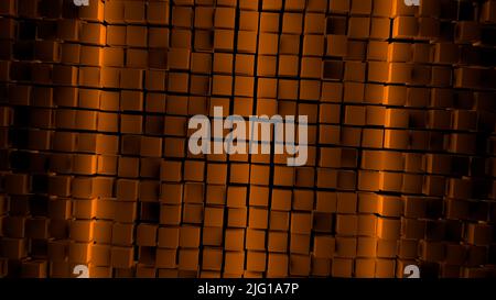 3D rendering - sfondo cubo arancione astratto Foto Stock