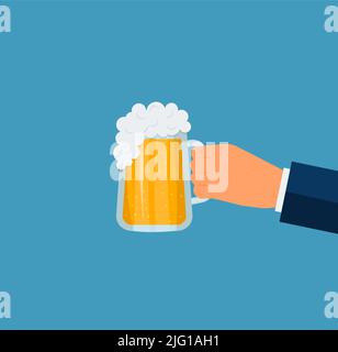 Mani tiene bicchieri bottiglia birra vino e cocktail bevande, cheers vettore illustrazione EPS 10 Illustrazione Vettoriale