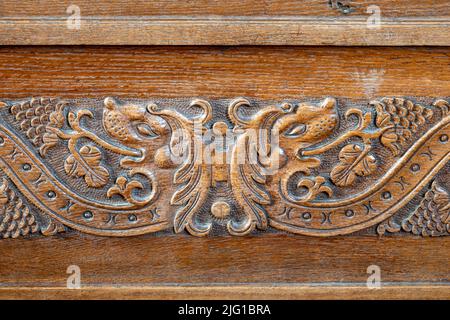 Pannelli decorativi con intaglio sul dorso della zampa in All Saints Church, Laxfield, Suffolk Foto Stock