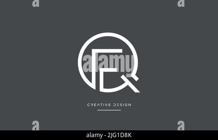 Alfabeto lettere QF, FQ, Q o F icona astratta Logo Illustrazione Vettoriale