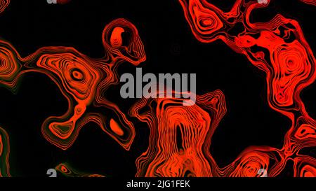 Macchie di plasma energetico su sfondo nero. Design. Spot mobili con 3D strati elettronici. Gli spot elettronici al plasma si muovono e si collegano sul backgrou nero Foto Stock