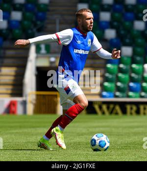 Kirk Millar - Linfield vs Newtown AFC, sabato 25th giugno 2022, Windsor Park, Belfast Foto Stock