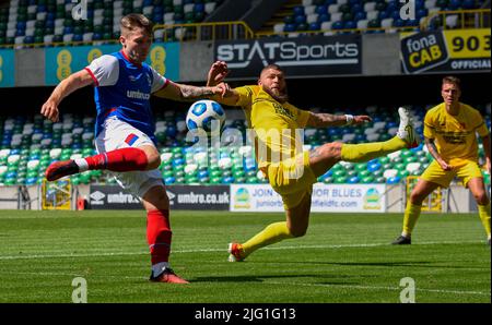 Chris McKee - Linfield Vs Newtown AFC, sabato 25th giugno 2022, Windsor Park, Belfast Foto Stock