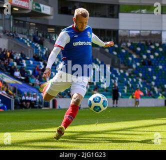 Kirk Millar - Linfield vs Newtown AFC, sabato 25th giugno 2022, Windsor Park, Belfast Foto Stock
