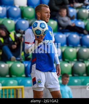 Kirk Millar - Linfield vs Newtown AFC, sabato 25th giugno 2022, Windsor Park, Belfast Foto Stock