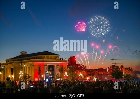 Fuochi d'artificio del Canada Day, Victoria, British Columbia, Canada Foto Stock