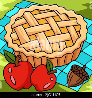 Grazie Apple Pie colorato Cartoon Illustrazione Vettoriale