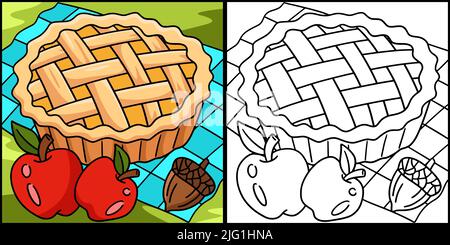 Illustrazione della pagina Thanksgiving Apple Pie Coloring Illustrazione Vettoriale