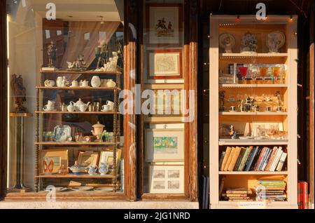 TRIESTE, Italia - 25 marzo 2022: Finestra illuminata dal sole di un famoso negozio di antiquariato nel centro di Trieste Foto Stock