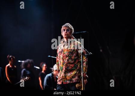 Foto del concerto di Liam Gallagher sul palco del Lucca Summer Festival in Italia Foto Stock