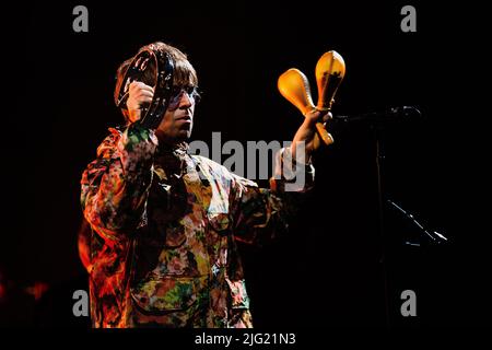 Foto del concerto di Liam Gallagher sul palco del Lucca Summer Festival in Italia Foto Stock