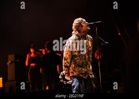 Foto del concerto di Liam Gallagher sul palco del Lucca Summer Festival in Italia Foto Stock