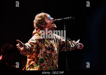 Foto del concerto di Liam Gallagher sul palco del Lucca Summer Festival in Italia Foto Stock