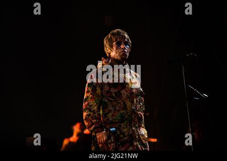 Foto del concerto di Liam Gallagher sul palco del Lucca Summer Festival in Italia Foto Stock