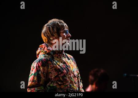 Foto del concerto di Liam Gallagher sul palco del Lucca Summer Festival in Italia Foto Stock