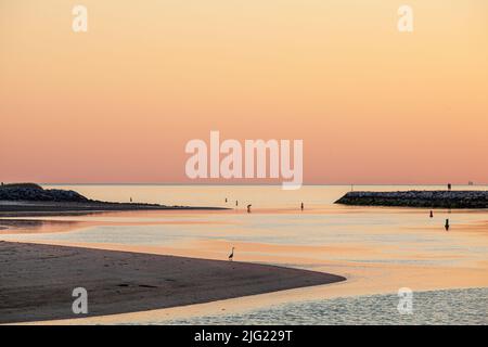 Barche ormeggiate nel porto di Pamet a Truro, Massachusetts Foto Stock