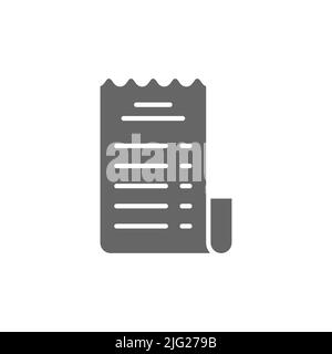 icona glyph ricevuta di controllo carta, segno vettoriale di contorno, pittogramma lineare isolato su bianco. illustrazione del logo Illustrazione Vettoriale