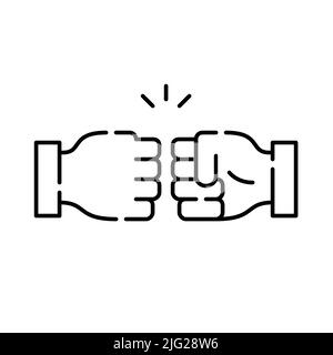 Il primo gesto amichevole di approvazione, supporto e lavoro di squadra. Pixel Perfect, grafica della linea di traccia modificabile Illustrazione Vettoriale