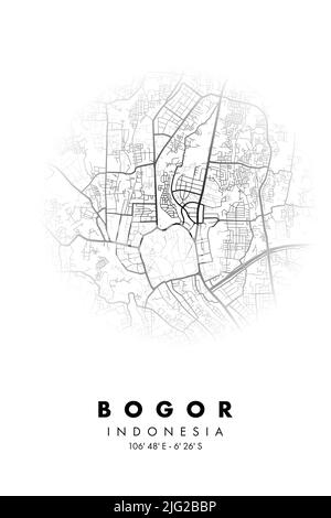 Bogor City Map Poster Design Vector. Mappa della città Poster Vector Foto Stock