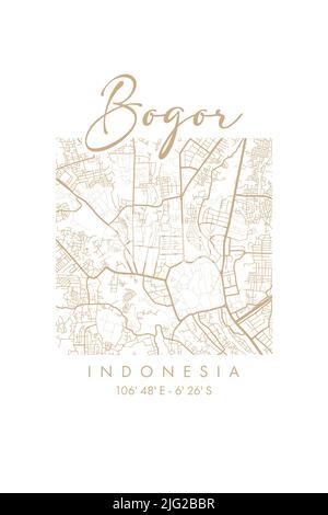 Bogor City Map Poster Design Vector. Mappa della città Poster Vector Foto Stock