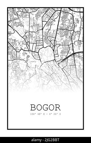 Bogor City Map Poster Design Vector. Mappa della città Poster Vector Foto Stock