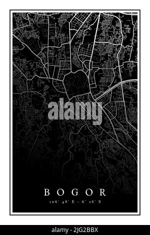 Bogor City Map Poster Design Vector. Mappa della città Poster Vector Foto Stock