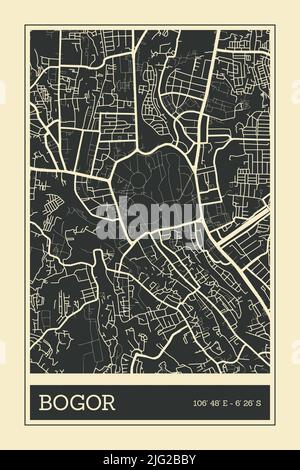 Bogor City Map Poster Design Vector. Mappa della città Poster Vector Foto Stock