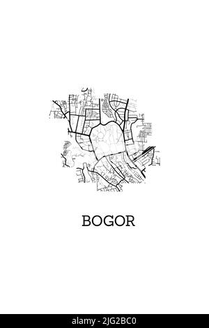 Bogor City Map Poster Design Vector. Mappa della città Poster Vector Foto Stock