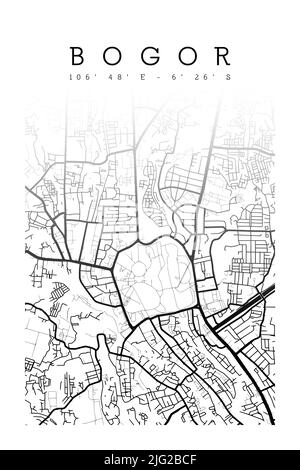 Bogor City Map Poster Design Vector. Mappa della città Poster Vector Foto Stock