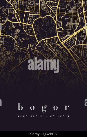 Bogor City Map Poster Design Vector. Mappa della città Poster Vector Foto Stock