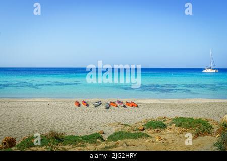 Spiaggia di Binigaus. Minorca, Isole Baleari. Spagna. Foto Stock