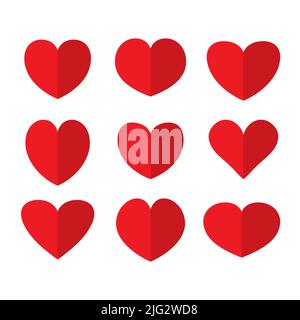Set di icone rosse del cuore illustrazione vettoriale Illustrazione Vettoriale