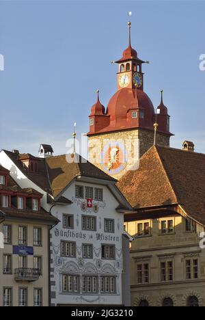 Torre storica del Municipio, Svizzera, Lucerna Foto Stock