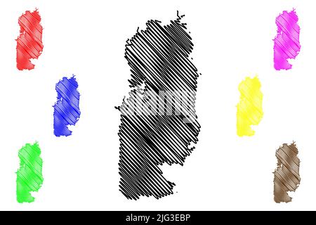 Isola delle Andamane medie (Repubblica dell'India, territorio di Unione indiana delle Isole Andamane e Nicobare) illustrazione vettoriale di mappa, scricbble sketch Medio ANDAM Illustrazione Vettoriale