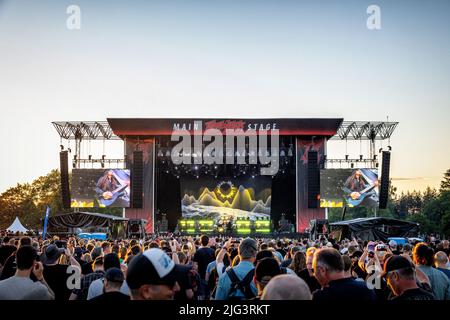 Oslo, Norvegia. 24th, giugno 2022. La band americana nu metal Korn suona un concerto dal vivo durante il festival musicale norvegese Tons of Rock 2022 di Oslo. (Photo credit: Gonzales Photo - Terje Dokken). Foto Stock