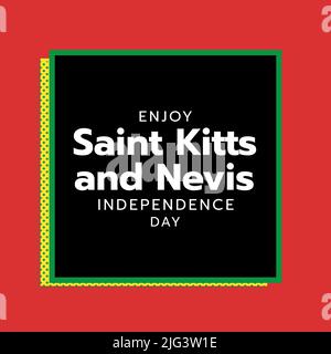 Immagine del giorno d'indipendenza di saint kitts e nevis in una piazza nera su sfondo rosso Foto Stock