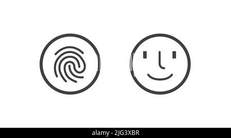 Toccare id e Face id sull'icona del vettore del dispositivo mobile. Illustrazione modificabile isolata dal vettore Illustrazione Vettoriale