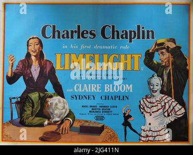 Original Release British Quad Poster per CHARLES / CHARLIE CHAPLIN e CLAIRE FIORE in LIMELIGHT 1952 star / produttore / regista / scrittore / musica CHARLES CHAPLIN Charles Chaplin Productions / United Artists Foto Stock